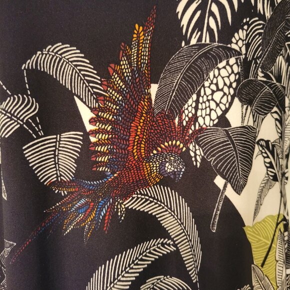 Attitudes by Renee XST Tropical Bird Leaf Print Maxi Dress Pockets Stretch Modes - Picture 5 of 8